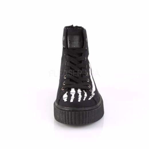 Product image of Demonia Sneeker-252 Black Canvas, 1 1/2 inch Platform Ankle Boot