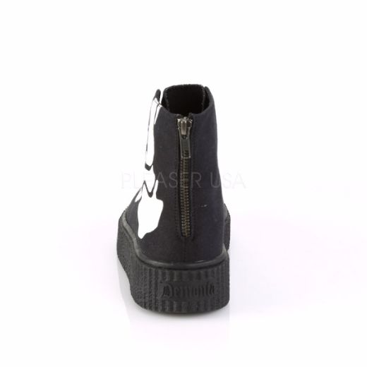 Product image of Demonia Sneeker-252 Black Canvas, 1 1/2 inch Platform Ankle Boot