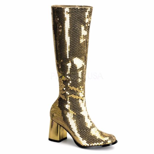 Product image of Bordello Spectacul-300Sq Gold Sequins, 3 inch (7.6 cm) Heel Knee High Boot