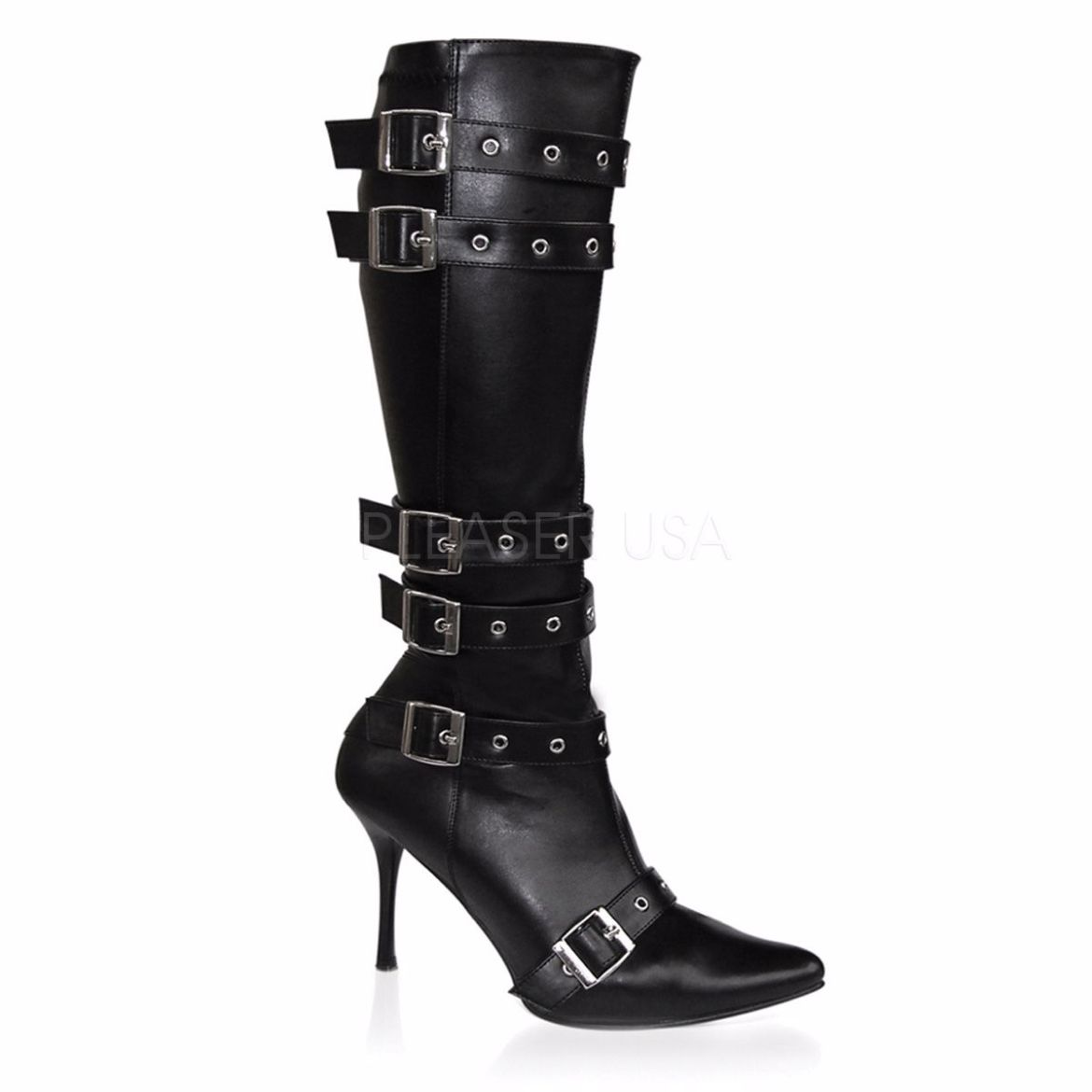 Product image of Funtasma Spicy-138 Black Stretch Pu, 3 3/4 inch (9.5 cm) Heel Knee High Boot