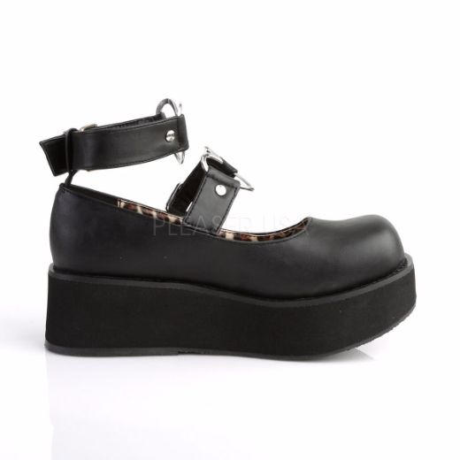Product image of Demonia Sprite-02 Black Vegan Leather, 2 1/4 inch Platform Court Pump Shoes