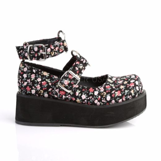Product image of Demonia Sprite-02 Floral Fabric, 2 1/4 inch Platform Court Pump Shoes