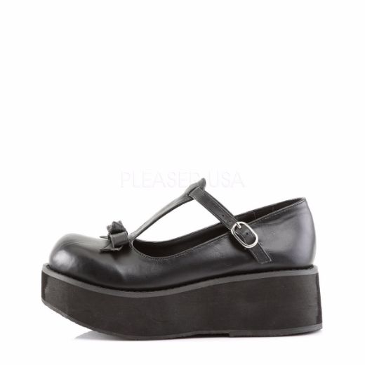 Product image of Demonia Sprite-03 Black Vegan Leather, 2 1/4 inch Platform Court Pump Shoes
