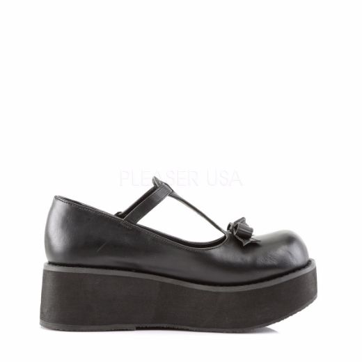 Product image of Demonia Sprite-03 Black Vegan Leather, 2 1/4 inch Platform Court Pump Shoes