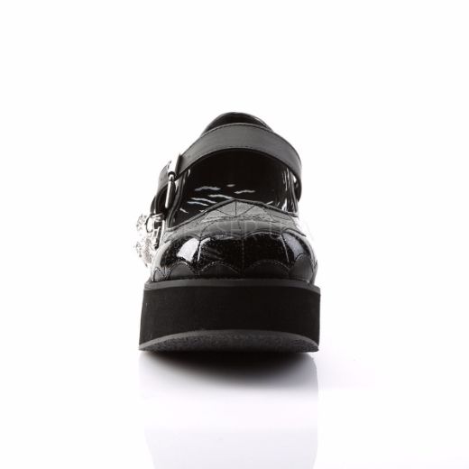 Product image of Demonia Sprite-05 Black Vegan Leather-Black Patent, 2 1/4 inch Platform Court Pump Shoes