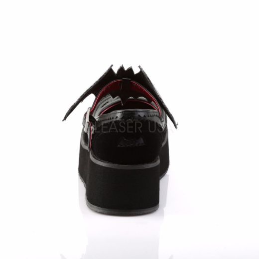 Product image of Demonia Sprite-09 Black Vegan Leather-Velvet, 2 1/4 inch Platform Court Pump Shoes