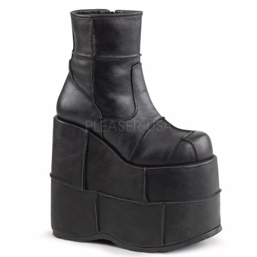 Product image of Demonia Stack-201 Black Vegan Leather, 7 inch Platform Ankle Boot
