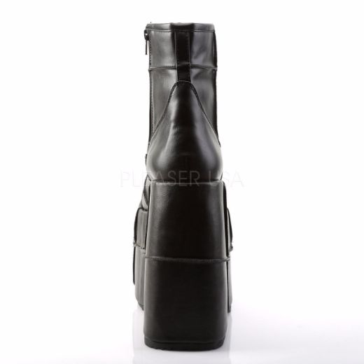 Product image of Demonia Stack-201 Black Vegan Leather, 7 inch Platform Ankle Boot