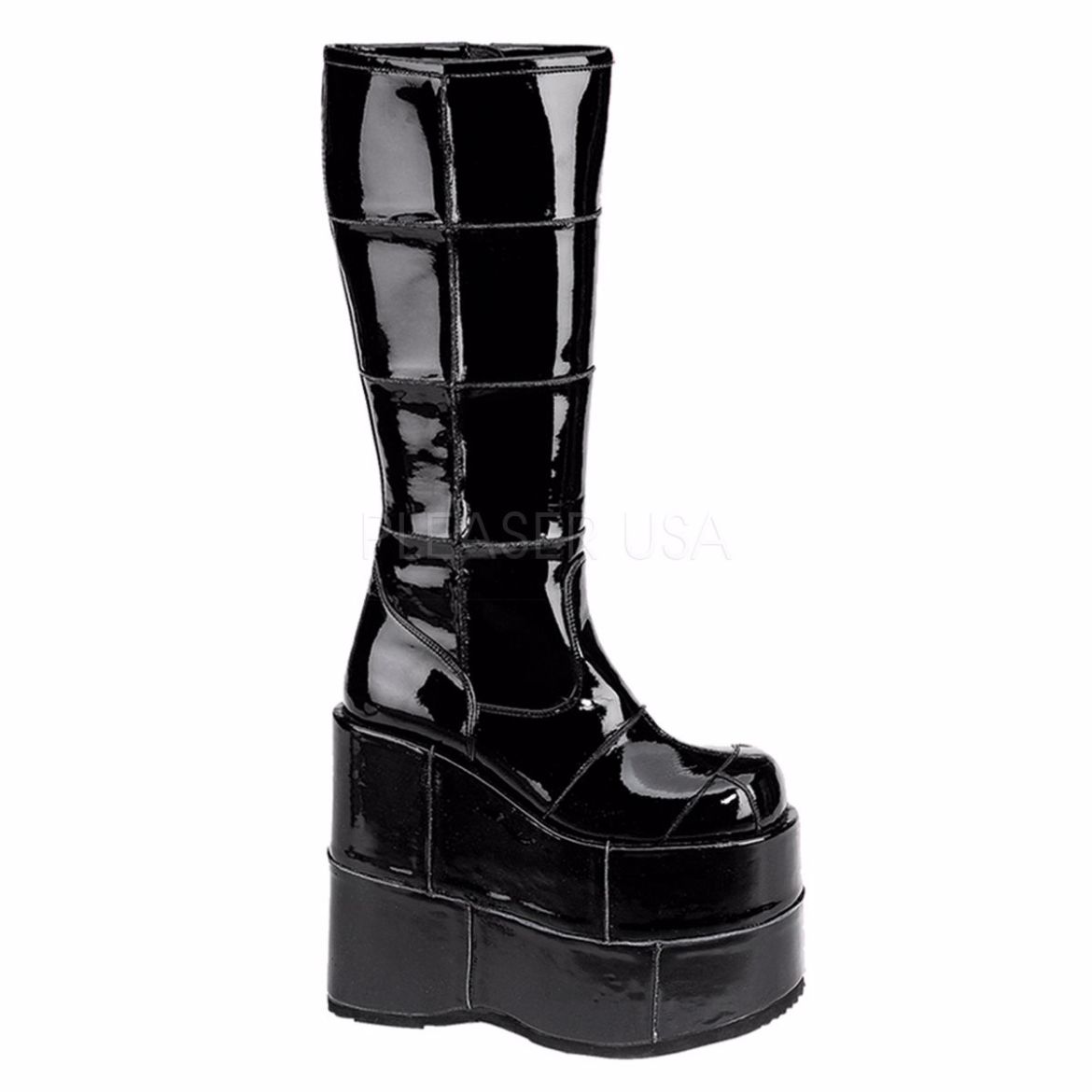 Product image of Demonia Stack-301 Black Patent, 7 inch Platform Knee High Boot