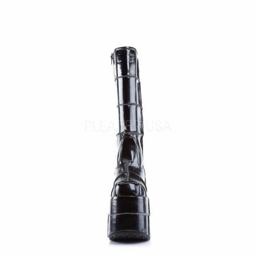 Product image of Demonia Stack-301 Black Patent, 7 inch Platform Knee High Boot