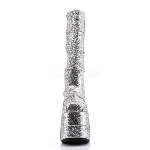 Product image of Demonia Stack-301G Silver Glitter, 7 inch Platform Knee High Boot