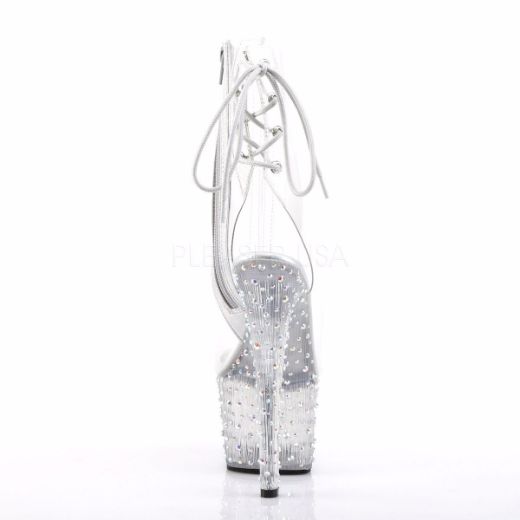 Product image of Pleaser Stardance-1018C-7 Clear/Clear-Silver Multi Rhinestone, 7 inch (17.8 cm) Heel, 2 3/4 inch (7 cm) Platform Ankle Boot