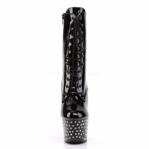 Product image of Pleaser Stardust-1020-7 Black/Black, 7 inch (17.8 cm) Heel, 2 3/4 inch (7 cm) Rhinestone Studded Platform Ankle Boot