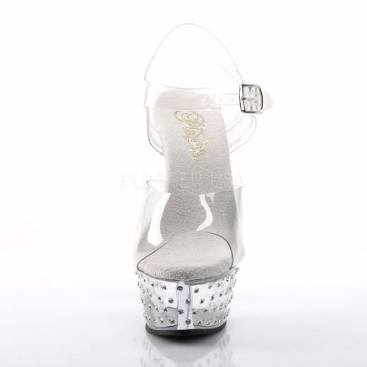 Product image of Pleaser Stardust-608 Clear/Clear, 6 inch (15.2 cm) Heel, 1 3/4 inch (4.4 cm) Platform Sandal Shoes