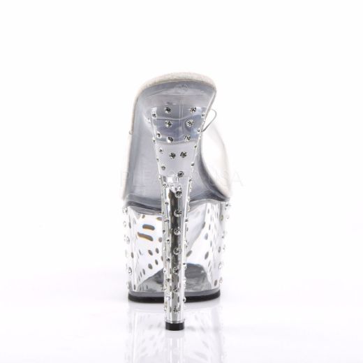 Product image of Pleaser Stardust-701 Clear/Clear, 7 inch (17.8 cm) Heel, 2 3/4 inch (7 cm) Platform Slide Mule Shoes