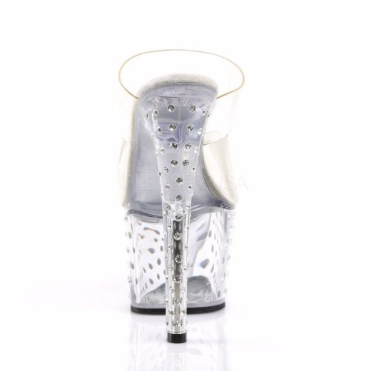 Product image of Pleaser Stardust-702 Clear/Clear, 7 inch (17.8 cm) Heel, 2 3/4 inch (7 cm) Platform Slide Mule Shoes