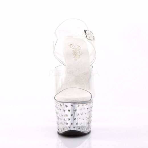 Product image of Pleaser Stardust-708 Clear/Clear, 7 inch (17.8 cm) Heel, 2 3/4 inch (7 cm) Platform Sandal Shoes