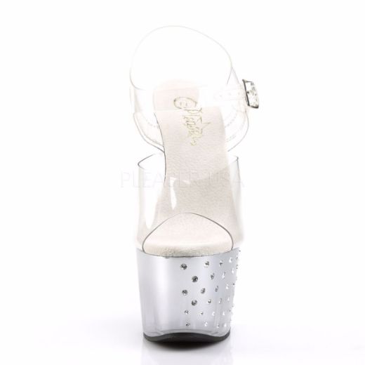 Product image of Pleaser Stardust-708T Clear/Silver-Clear, 7 inch (17.8 cm) Heel, 2 3/4 inch (7 cm) Platform Sandal Shoes