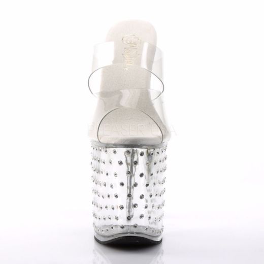 Product image of Pleaser Stardust-802 Clear/Clear, 8 inch (20.3 cm) Heel, 4 inch (10.2 cm) Platform Slide Mule Shoes