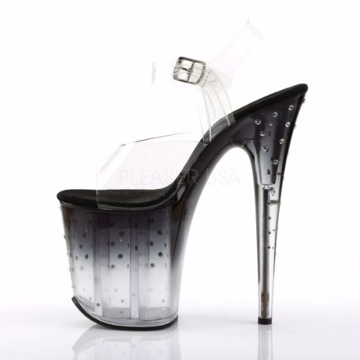 Product image of Pleaser Stardust-808T Clear/Black-Clear, 8 inch (20.3 cm) Heel, 4 inch (10.2 cm) Platform Sandal Shoes