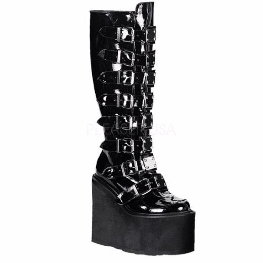 Product image of Demonia Swing-815 Black Patent, 5 1/2 inch Platform Knee High Boot