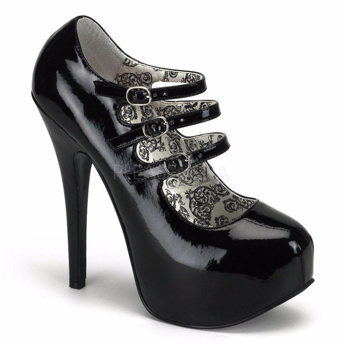 Product image of Bordello Teeze-05 Black Patent, 5 3/4 inch (14.6 cm) Heel, 1 3/4 inch (4.4 cm) Platform Court Pump Shoes