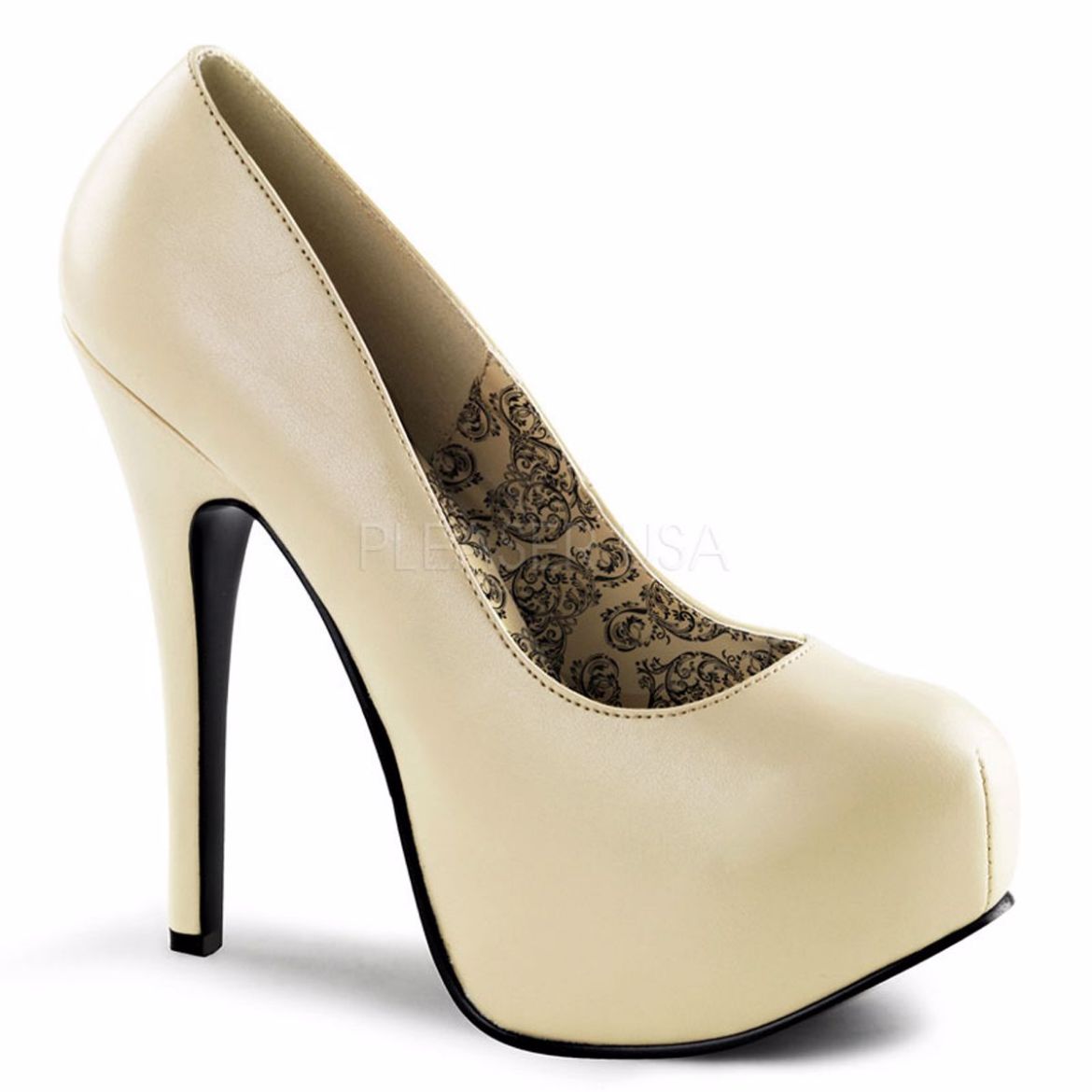 Product image of Bordello Teeze-06 Cream Pu, 5 3/4 inch (14.6 cm) Heel, 1 3/4 inch (4.4 cm) Platform Court Pump Shoes