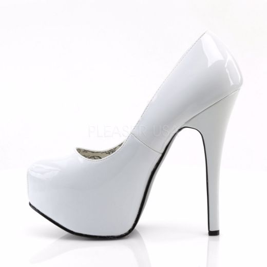 Product image of Bordello Teeze-06 White Patent, 5 3/4 inch (14.6 cm) Heel, 1 3/4 inch (4.4 cm) Platform Court Pump Shoes