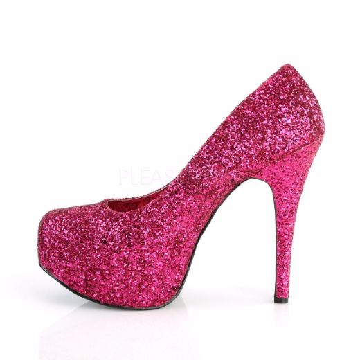 Product image of Pleaser Pink Label Teeze-06Gw Hot Pink Glitter, 5 3/4 inch (14.6 cm) Heel, 1 3/4 inch (4.4 cm) Platform Court Pump Shoes