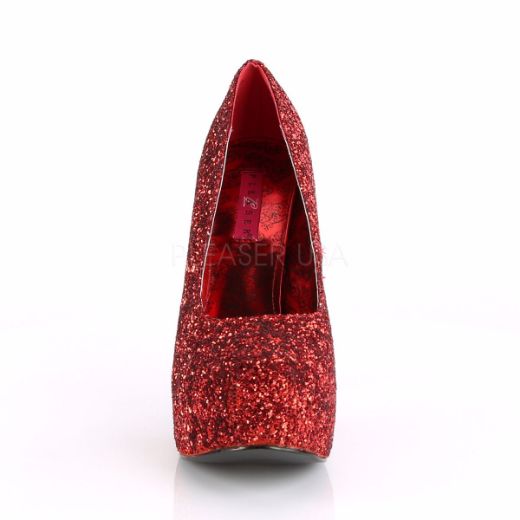 Product image of Pleaser Pink Label Teeze-06Gw Red Glitter, 5 3/4 inch (14.6 cm) Heel, 1 3/4 inch (4.4 cm) Platform Court Pump Shoes