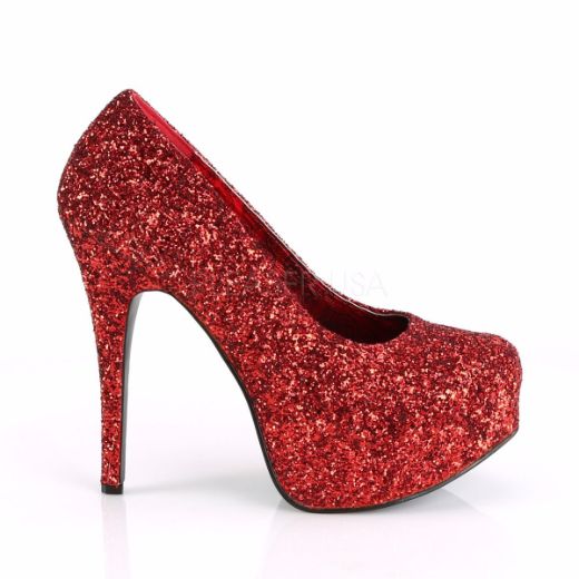 Product image of Pleaser Pink Label Teeze-06Gw Red Glitter, 5 3/4 inch (14.6 cm) Heel, 1 3/4 inch (4.4 cm) Platform Court Pump Shoes