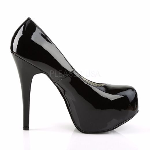Product image of Pleaser Pink Label Teeze-06W Black Patent, 5 3/4 inch (14.6 cm) Heel, 1 3/4 inch (4.4 cm) Platform Court Pump Shoes