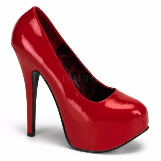 Product image of Pleaser Pink Label Teeze-06W Red Patent, 5 3/4 inch (14.6 cm) Heel, 1 3/4 inch (4.4 cm) Platform Court Pump Shoes