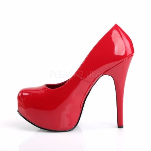 Product image of Pleaser Pink Label Teeze-06W Red Patent, 5 3/4 inch (14.6 cm) Heel, 1 3/4 inch (4.4 cm) Platform Court Pump Shoes
