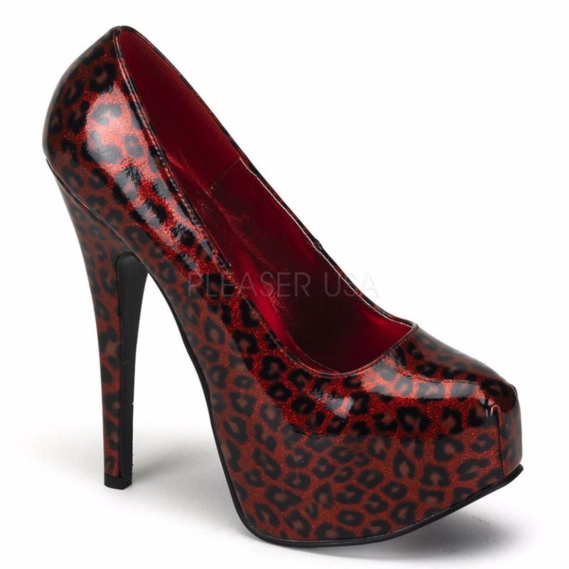 Product image of Bordello Teeze-37 Red Cheetah Patent, 5 3/4 inch (14.6 cm) Heel, 1 3/4 inch (4.4 cm) Platform Court Pump Shoes