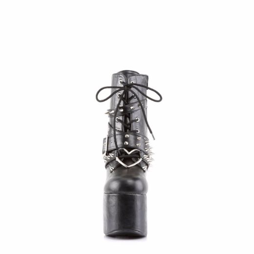 Product image of Demonia Torment-700 Black Vegan Leather, 5 1/2 inch (14 cm) Heel, 3 inch (7.6 cm) Platform Ankle Boot