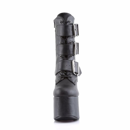 Product image of Demonia Torment-703 Black Vegan Leather, 5 1/2 inch (14 cm) Heel, 3 inch (7.6 cm) Platform Ankle Boot