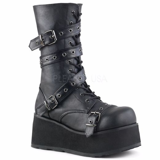 Product image of Demonia Trashville-205 Black Vegan Leather, 3 1/4 inch Platform Knee High Boot