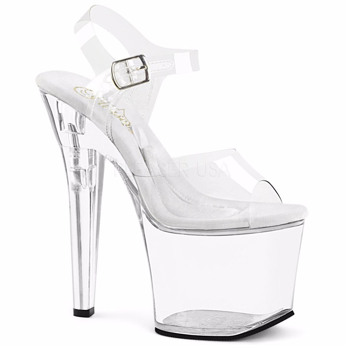 Product image of Pleaser Treasure-708 Clear/Clear, 7 inch (17.8 cm) Heel, 2 3/4 inch (7 cm) Platform Sandal Shoes