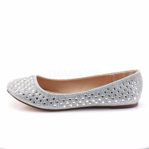 Product image of Fabulicious Treat-06 Silver Glitter Mesh Fabric Flat Shoes