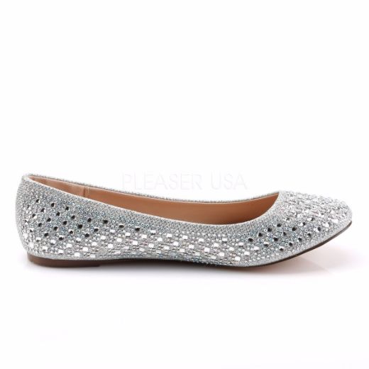 Product image of Fabulicious Treat-06 Silver Glitter Mesh Fabric Flat Shoes