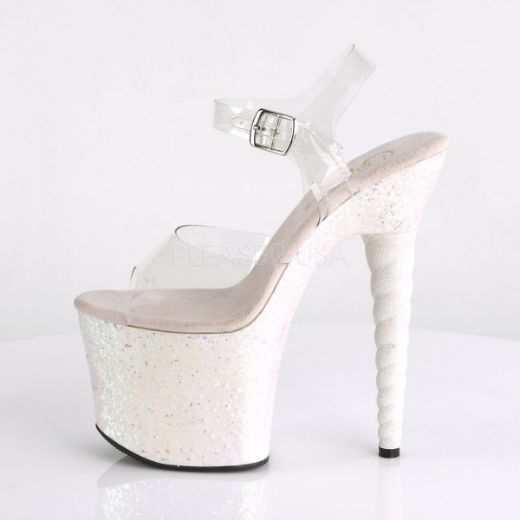 Product image of Pleaser Unicorn-708Lg Clear/Opal Multi Glitter, 7 inch (17.8 cm) Heel, 3 1/4 inch (8.3 cm) Platform Sandal Shoes