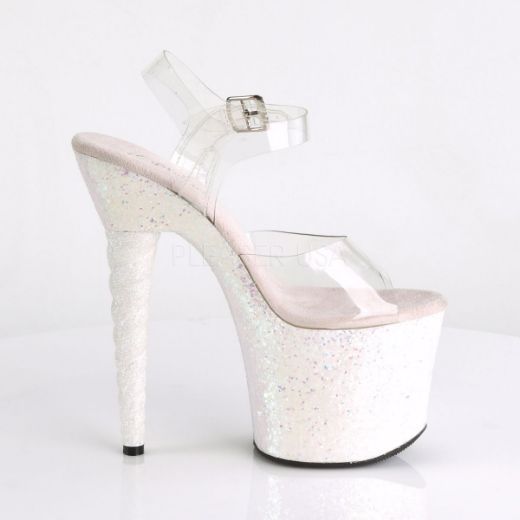 Product image of Pleaser Unicorn-708Lg Clear/Opal Multi Glitter, 7 inch (17.8 cm) Heel, 3 1/4 inch (8.3 cm) Platform Sandal Shoes