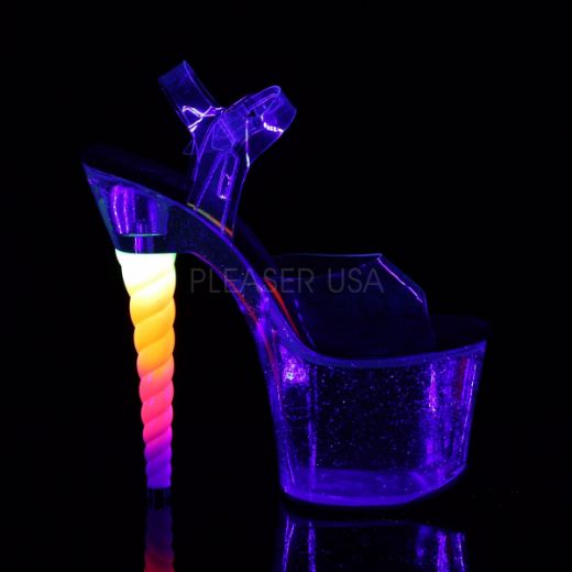 Product image of Pleaser Unicorn-708Mg Clear-Black/Clear, 7 inch (17.8 cm) Heel, 3 1/4 inch (8.3 cm) Platform Sandal Shoes