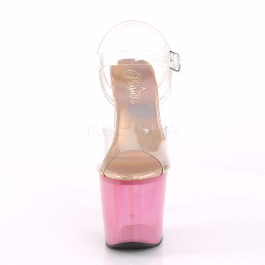 Product image of Pleaser Unicorn-708T Clear/Bubble Gum Pink Tinted, 7 inch (17.8 cm) Heel, 3 1/4 inch (8.3 cm) Platform Sandal Shoes