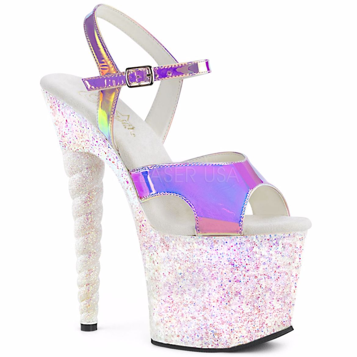 Product image of Pleaser Unicorn-711Lg Purple Shifting Tpu/Opal Multi Glitter, 7 inch (17.8 cm) Heel, 2 3/4 inch (7 cm) Platform Sandal Shoes