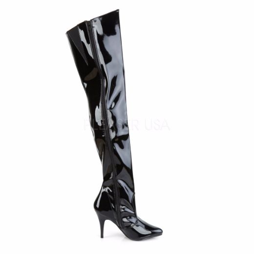 Product image of Pleaser Vanity-3010 Black Patent, 4 inch (10.2 cm) Heel Thigh High Boot