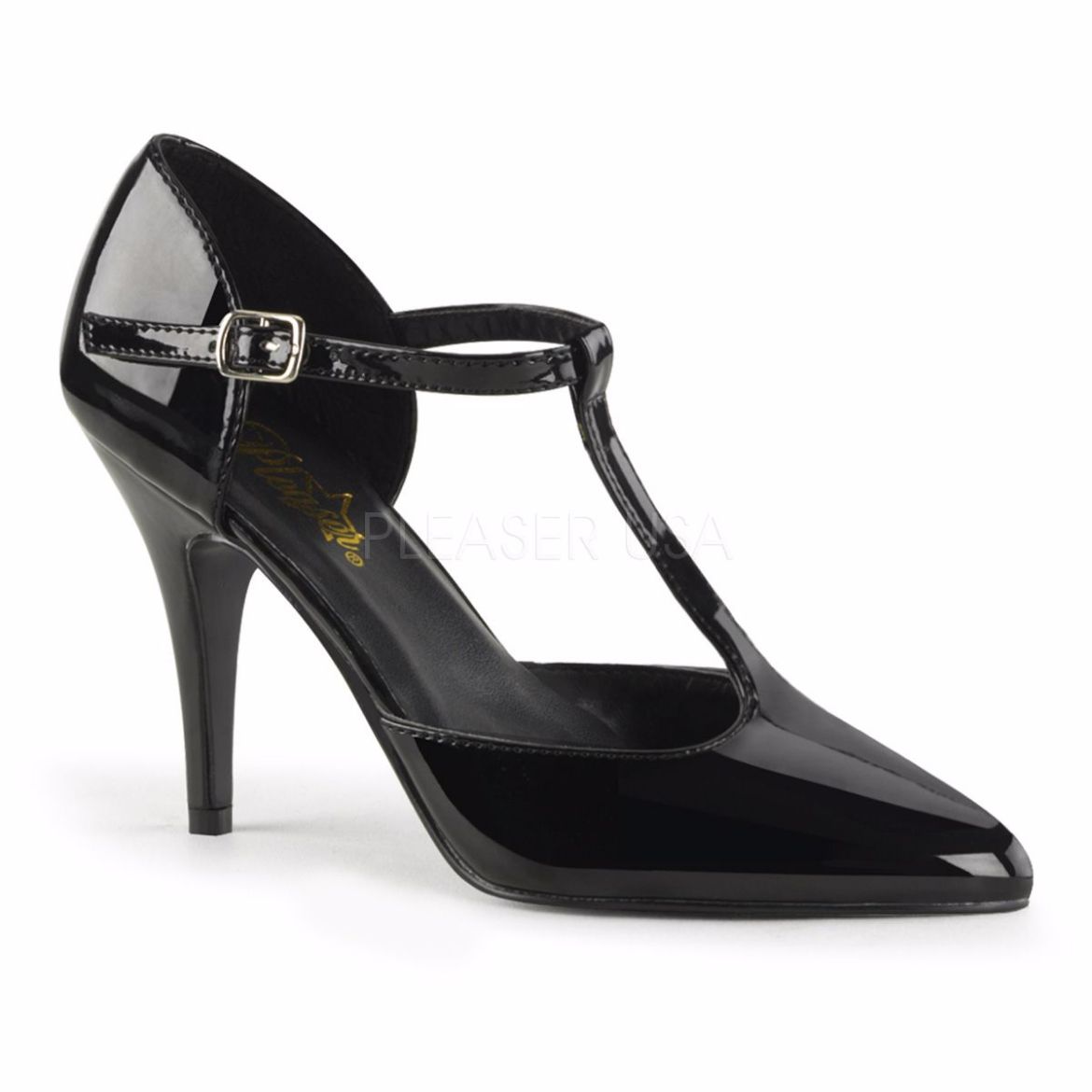 Product image of Pleaser Vanity-415 Black Patent, 4 inch (10.2 cm) Heel Court Pump Shoes