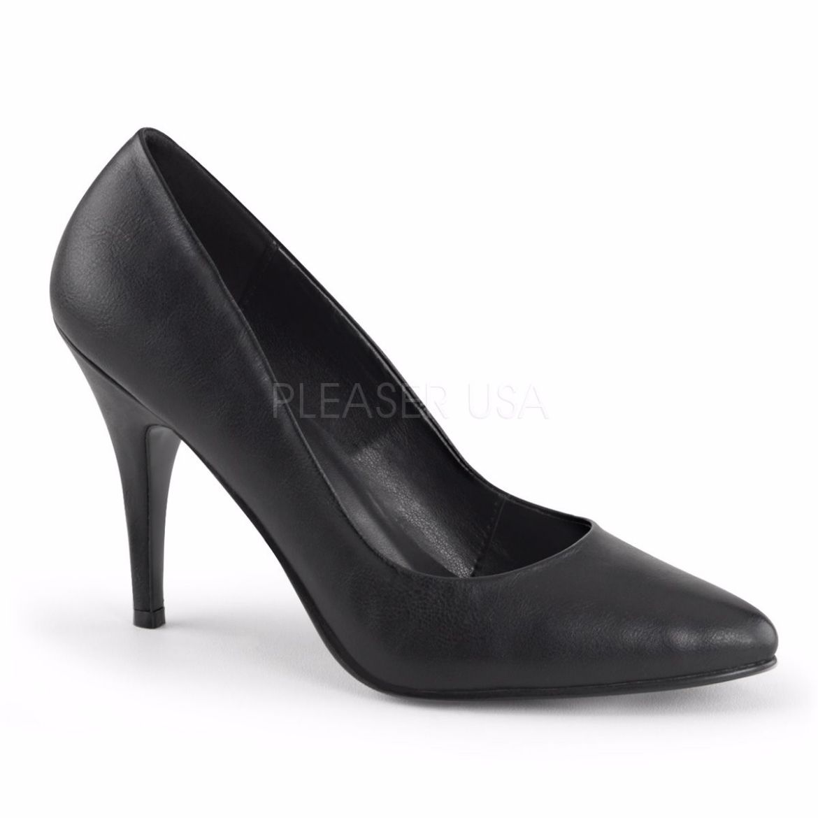 Product image of Pleaser Vanity-420 Black Faux Leather, 4 inch (10.2 cm) Heel Court Pump Shoes