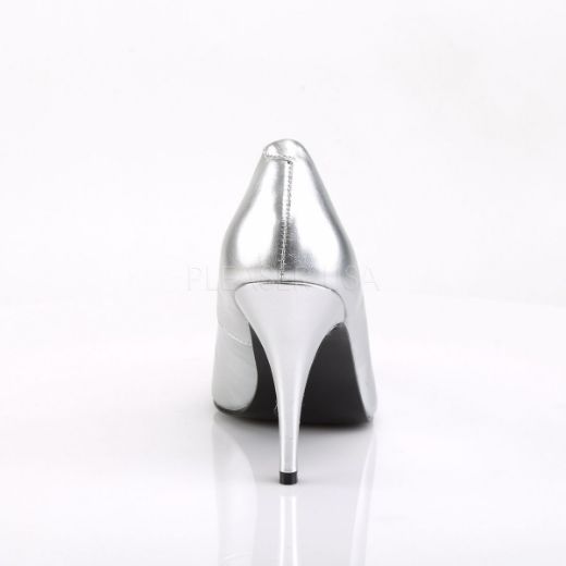 Product image of Pleaser Vanity-420 Silver Faux Leather, 4 inch (10.2 cm) Heel Court Pump Shoes